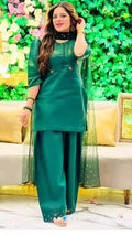 Emerald green premium silk dress